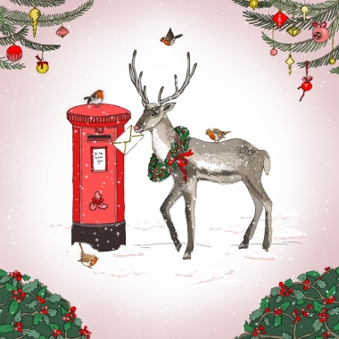 Weihnachtskarte Hirsch mit Brief