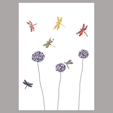 Grusskarte Libellen und Pusteblumen