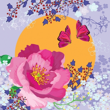 Doppelkarte Blume und Schmetterling