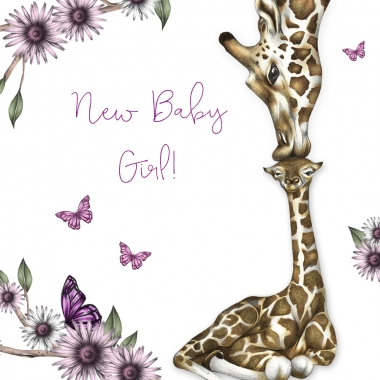 Glckwunschkarte Giraffe / New Baby Girl