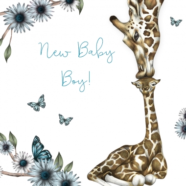 Glckwunschkarte Giraffe New Baby Boy
