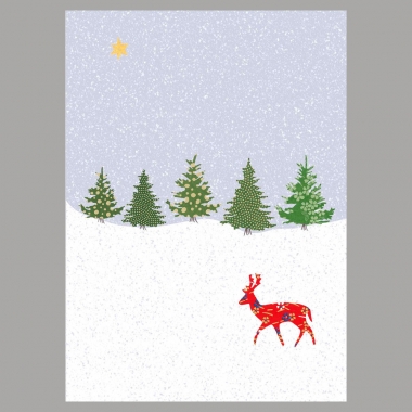 Weihnachtskarte Reh am Wald