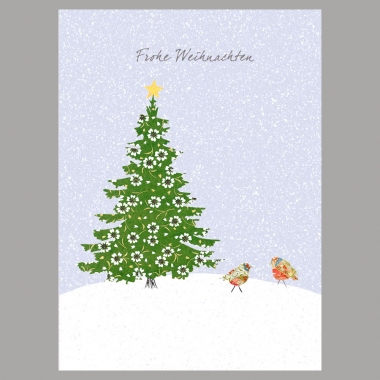 Weihnachtskarte Gezwitscher am Baum
