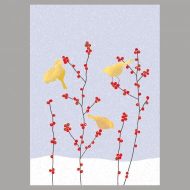 Weihnachtskarte Vgel und Beeren