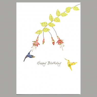 Doppelkarte Fuchsia und Kolibri