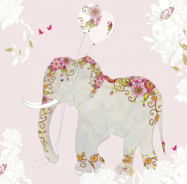 Glcwunschkarte Rosa Elefant