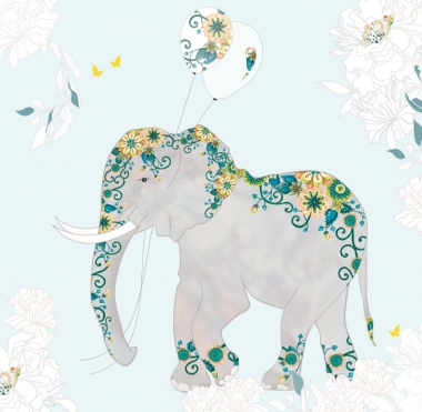 Glckwunschkarte Blauer Elefant
