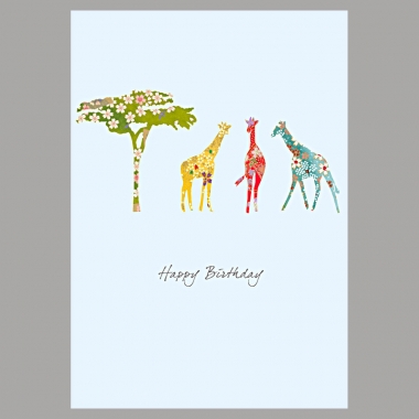 Doppelkarte Giraffen und Baum