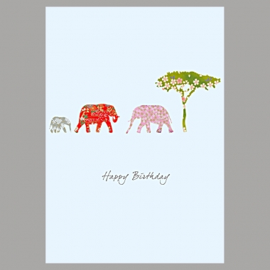 Doppelkarte Elefanten mit Baum