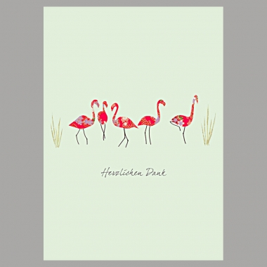Doppelkarte Danke/Flamingo