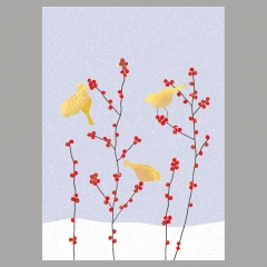 Weihnachtskarte Vögel und Beeren